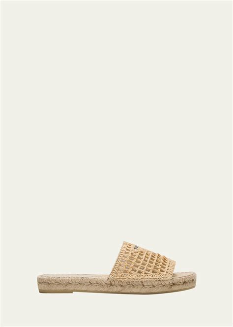 prada woven logo flat slide espadrilles|Prada Espadrille shoes and sandals for Women .